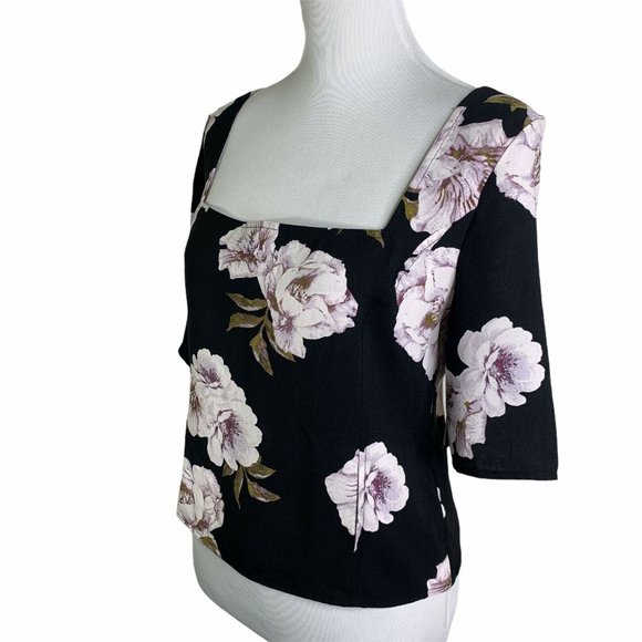Free Press Floral Square Neck Elastic Back Top - Picture 6 of 9